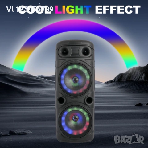 Двойна караоке колона KOBRA ZQS-8210 с Bluetooth 2х8“ микрофон и светлини, снимка 5 - Тонколони - 54162445