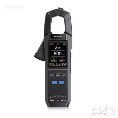 Кламп метър FNIRSI DMC-100, Диоден тест, Измерва NCV, AC/DC напрежение и ток, Черно