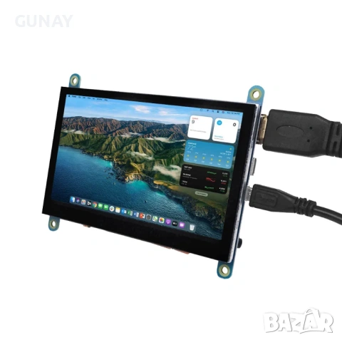 7 Инча IPS Тъчскрийн HDMI Монитор 1024x600 за Raspberry Pi 5, 4, PC, снимка 5 - Монитори - 54031368