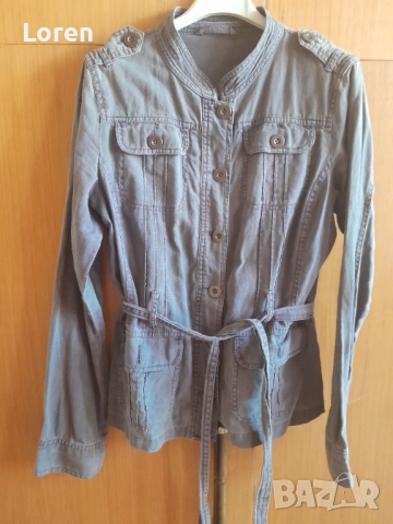 Дамско сиво сако с коланче, снимка 4 - Сака - 51497153