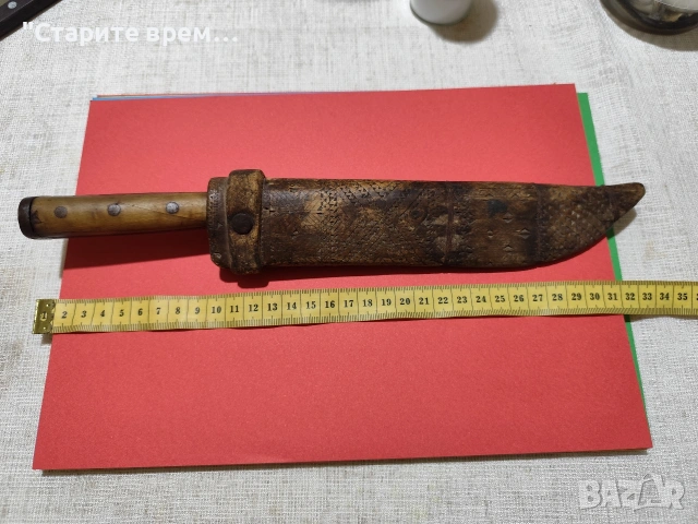 Стар български Овчарски Нож с Дървена Кания, снимка 2 - Антикварни и старинни предмети - 53964979