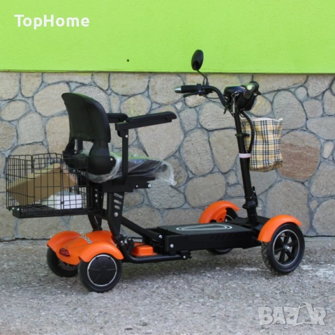 Инвалидна Електрческа Четириколка 350W (сваляема батерия) ОРАНЖЕВА, снимка 3 - Мотоциклети и мототехника - 54119937