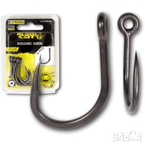 Куки за сом BLACK CAT Rigging Hook DG Coating 6pcs,5/0 и 6/0, снимка 1 - Такъми - 46321517