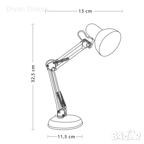 Настолна чертожна лампа с фасунга Е27, снимка 2 - Настолни лампи - 50549638