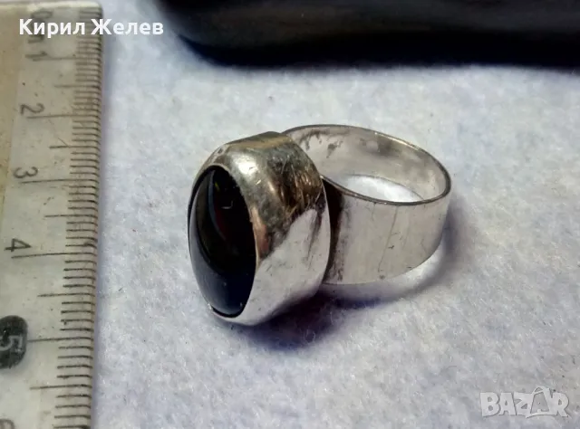 ЕФЕКТЕН ВинтиджАРТ СКЪПОЦЕНЕН СРЕБЪРЕН ПРЪСТЕН СРЕБРО 925 SEZGIN СЕЗГИН с ШЛИФОВАН ЧЕРЕН ОНИКС 29924, снимка 9 - Пръстени - 49913329