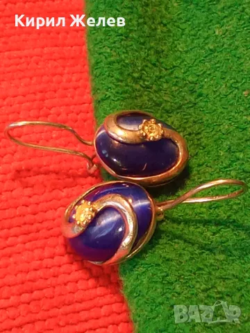 ПРЕКРАСНИ СРЕБЪРНИ ОБЕЦИ СРЕБРО 925 с ПОЛИРАНО СИНЬО КОТЕШКО ОКО АРТ ИЗРАБОТКА 49998, снимка 15 - Обеци - 50115970