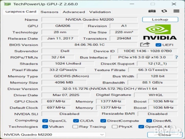 laptop Dell Precision 7520 i7-7820HQ 2.90GHz/RAM 16GB/SSD 512GB/NVIDIA Quadro M2200 4GB DDR5, снимка 11 - Лаптопи за работа - 52453257
