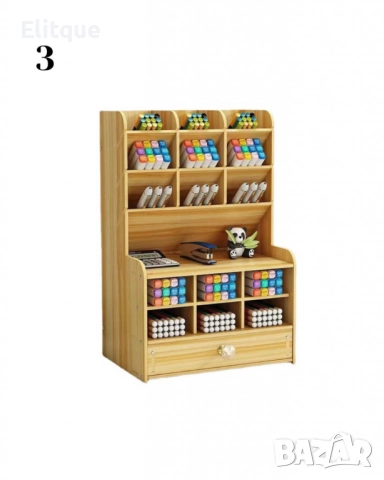 Дървен органайзер за бюро с чекмедже и многосекционно съхранение, снимка 16 - Други стоки за дома - 52690825