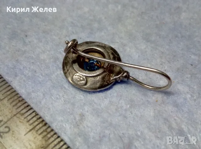 СТАРА СКЪПОЦЕННА СРЕБЪРНА ОБЕЦА СРЕБРО 925 със СИН ЦИРКОН РЪЧНА ИЗРАБОТКА с ЩЕМПЕЛ на МАЙСТОРА 43199, снимка 7 - Антикварни и старинни предмети - 49682608