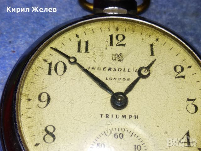 INGERSOLL LTD LONDON TRIUMPH MADE in GT. BRITAIN Стар АНГЛИЙСКИ ДЖОБЕН ЧАСОВНИК 23515, снимка 8 - Джобни - 45097338