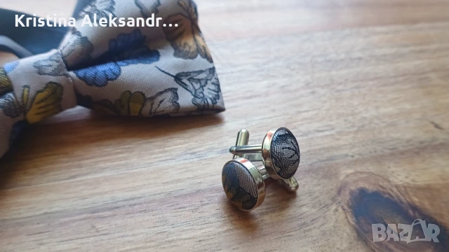 НОВО Папионка от 100% коприна с копчета за ръкавели, снимка 3 - Други - 50568453