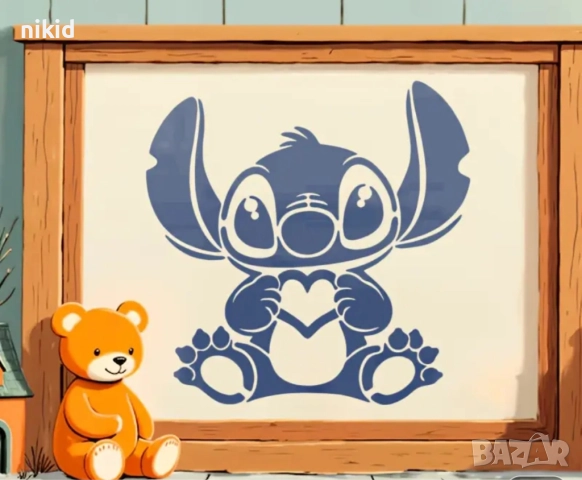 Стич stitch голям стенсил шаблон украса торта боя Scrapbooking , снимка 2 - Други - 51948374