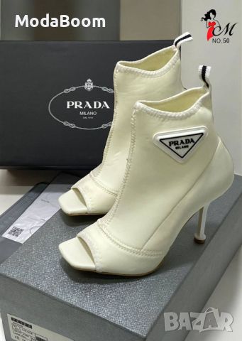 Бели летни боти Prada-GG435i, снимка 3 - Дамски боти - 46782685