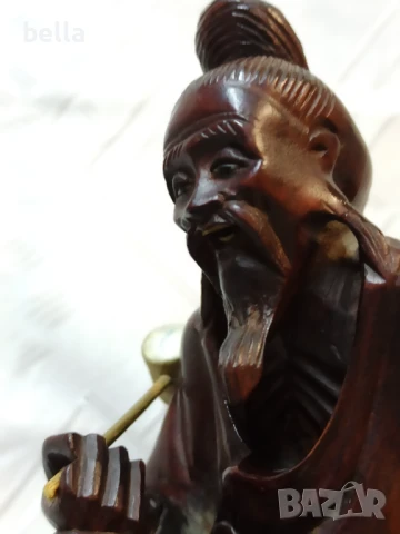 Стара махагонова пластика Хонг Конг ,в прекрасно запазен вид уникална детайлна изработка ., снимка 9 - Антикварни и старинни предмети - 50625514
