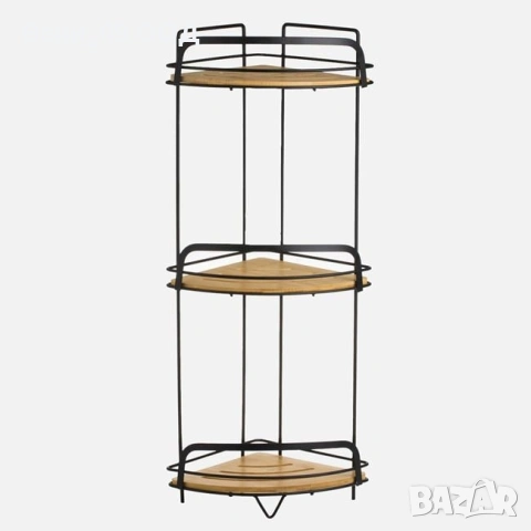 63см! Ъглова етажерка за баня от бамбук и метал, снимка 3 - Етажерки - 53272327