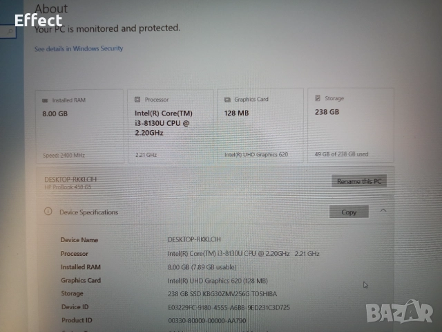 HP ProBook G5 - 15.6''  i5-8250U 8GB RAM 256GB  SSD - перфектен, снимка 6 - Лаптопи за дома - 52866219