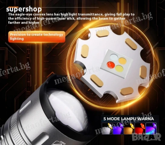 Мощен LED алуминиев фенер Функция Powerbank 5 цвята на светене, снимка 7 - Къмпинг осветление - 53167853