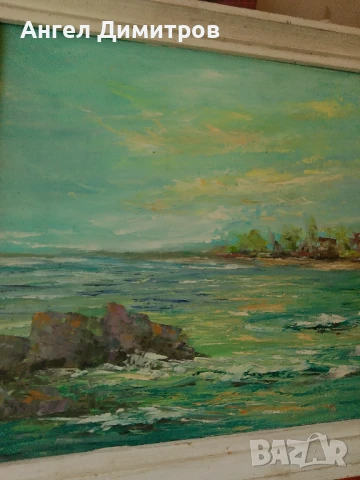 Маслена картина подписана картина , с дървената рамка , 45-35 см , кориф, снимка 5 - Картини - 50537971