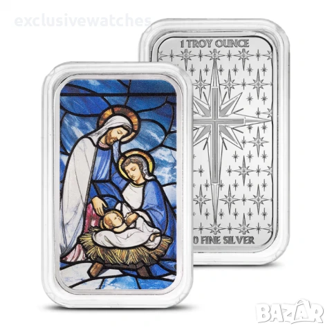 1 oz оцветена 999 чисто сребро Pamp Bar Holiday Nativity 2025 Proof 