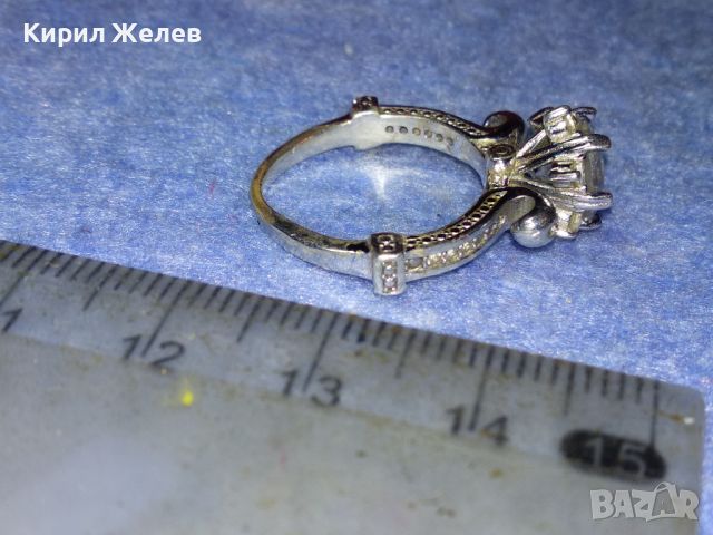 CHAUMET AU750+ СКЪПОЦЕНЕН СРЕБЪРЕН ПРЪСТЕН с ДЕБЕЛА 18 КАРАТА БЯЛА ПОЗЛАТА иСИНТЕТИЧЕН БРИЛЯНТ 45538, снимка 14 - Пръстени - 45940303