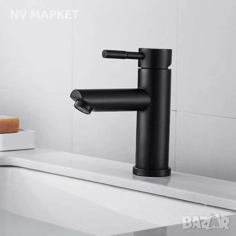 Смесител за мивка, неръждаема стомана , черен мат, снимка 3 - Смесители - 53837434