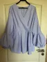 Wow Нова разкошна елегантна  блуза туника  рае синьо бяло буфан ръкав, снимка 1