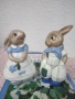 Royal Dux Czechoslovakia двойка винтидж фигурки на зайчета, снимка 6