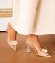 Дамски елегантни обувки - силикон с бежова подметка на висок ток, снимка 2