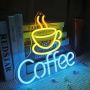 Неонова табела CooPark Coffee за декор на кафене LED с възможност за димиране, USB, 30х32 см, снимка 6