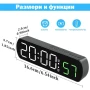Дигитален настолен часовник с температура аларма дата постоянно светещ на ток USB големи цифри евтин, снимка 2