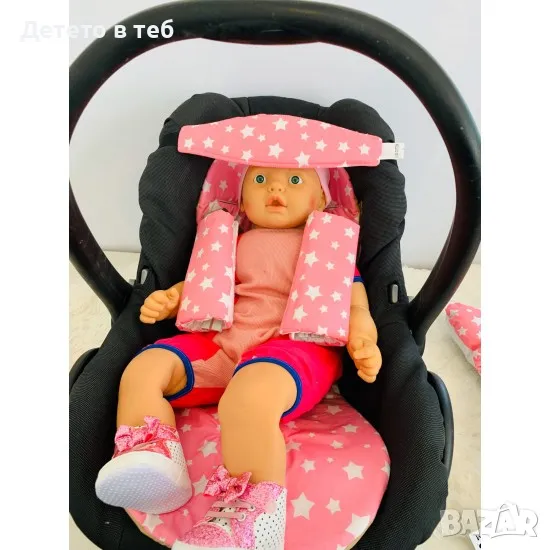 Предпазна лента-ластик за глава - розови звезди, снимка 1