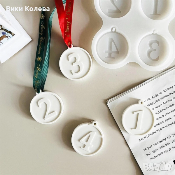 Силиконов мод с цифри 1–4 кръгли медальони, снимка 1