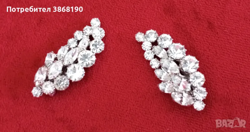 Дамски официални клипсове с изкуствени камъни, снимка 1