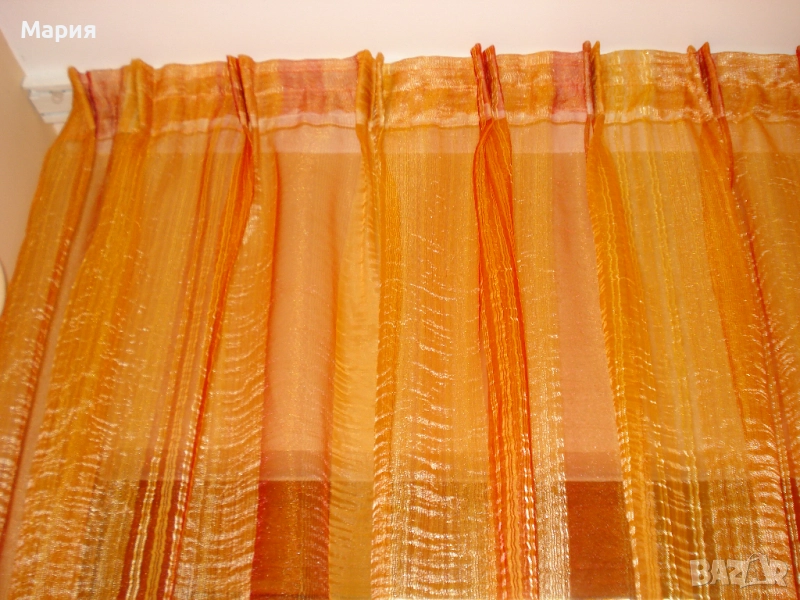 Перде от органза с оловна нишка 243/370см., снимка 1