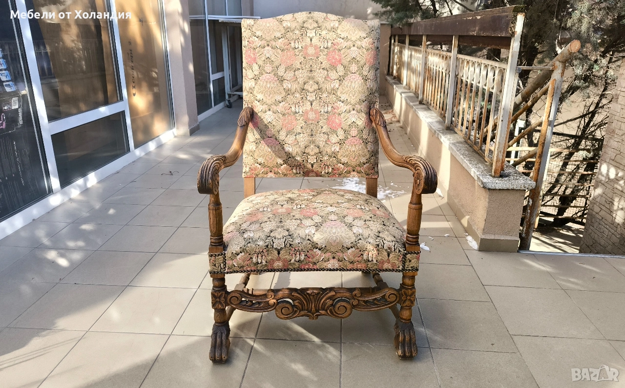 Белгийско кресло с дърворезба, снимка 1