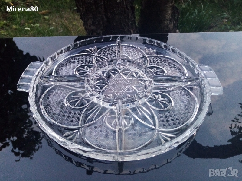 Българско кристално плато за разядки, снимка 1