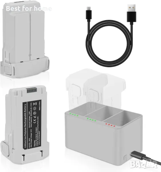 Комплект от 2 батерии с хъб за зареждане за DJI  Mini 3 Pro/Mini 3/ Mini 4, снимка 1