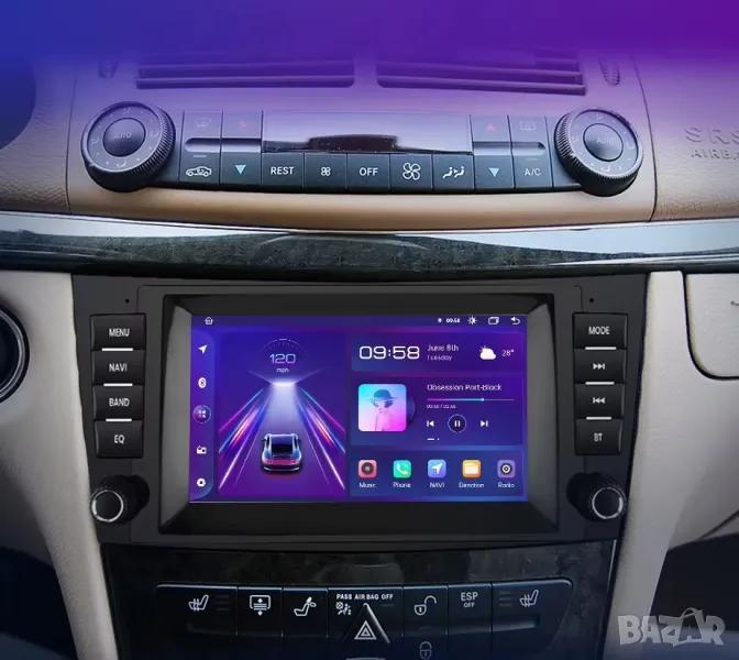 Мултимедия, Mercedes, E Class, Двоен дин, Мерцедес, W211, E200, E220, E270, Е320, Android, CLK клас, снимка 1