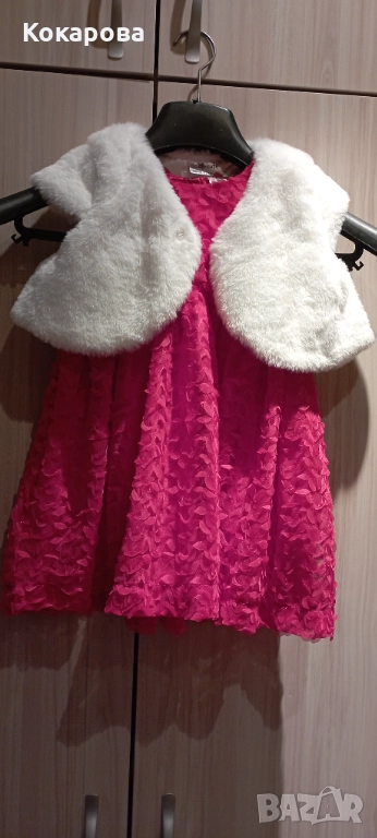 Червена рокличка и бяло болеро 86 размер, снимка 1