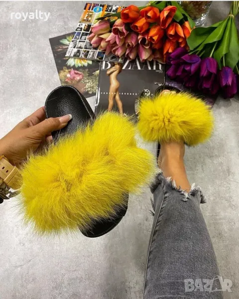 Равни чехли - жълт ЕСТЕСТВЕН пух , снимка 1