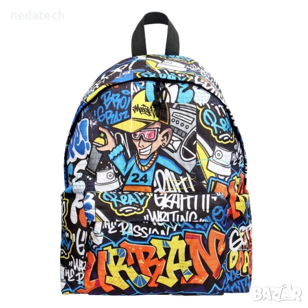 Ученическа раница с графити, 32x14x42см., снимка 1