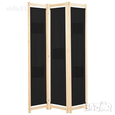 vidaXL Параван за стая, 3 панела, черен, 120x170x4 cм, текстил(SKU:248183, снимка 1