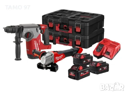 Milwaukee M18FPP2AY-553P - Нов комплект безчетков перфоратор и ъглошлайф, снимка 1