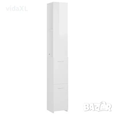 vidaXL Шкаф за баня, бял гланц, 25x26,5x170 см, инженерно дърво(SKU:808437), снимка 1