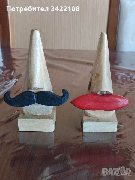 Две индийски дървени стойки за очила от дърво манго, ръчна изработка, снимка 1