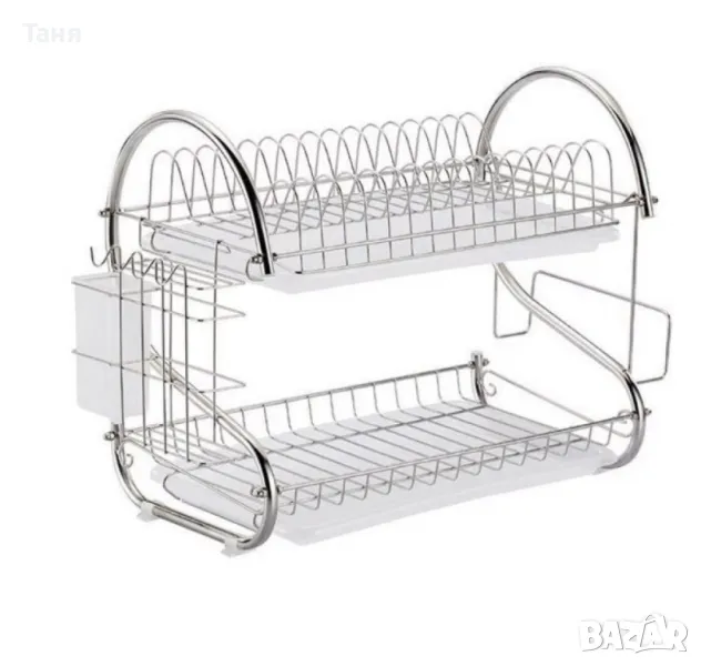 Луксозен S-образен сушилник за домакински съдове, двуредов, снимка 1