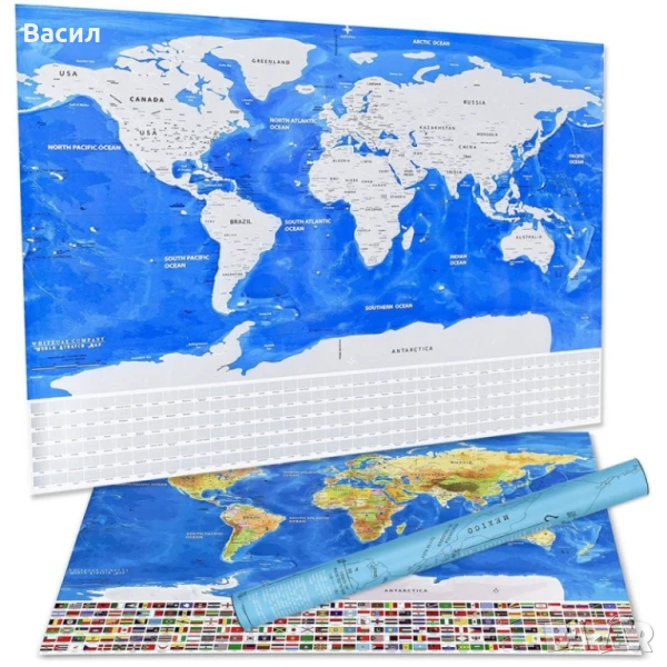 Скреч карта изобразяваща света, снимка 1