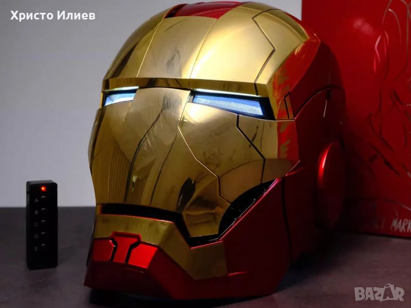 Marvel Моторизирана маска Iron Man MK5 1:1 с гласова команда Роботизирана каска Железния човек, снимка 1