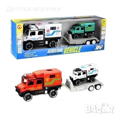 Линейка с ремарке за автомобили и пожарна кола , снимка 1