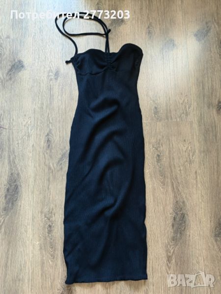 Черна рипсена рокля, снимка 1